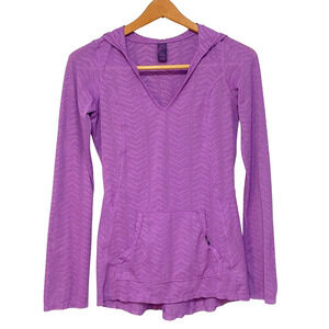 Prana Angie Hoodie Pullover Sz S Purple Mesh V-Neck Lightweight Beach Activewear